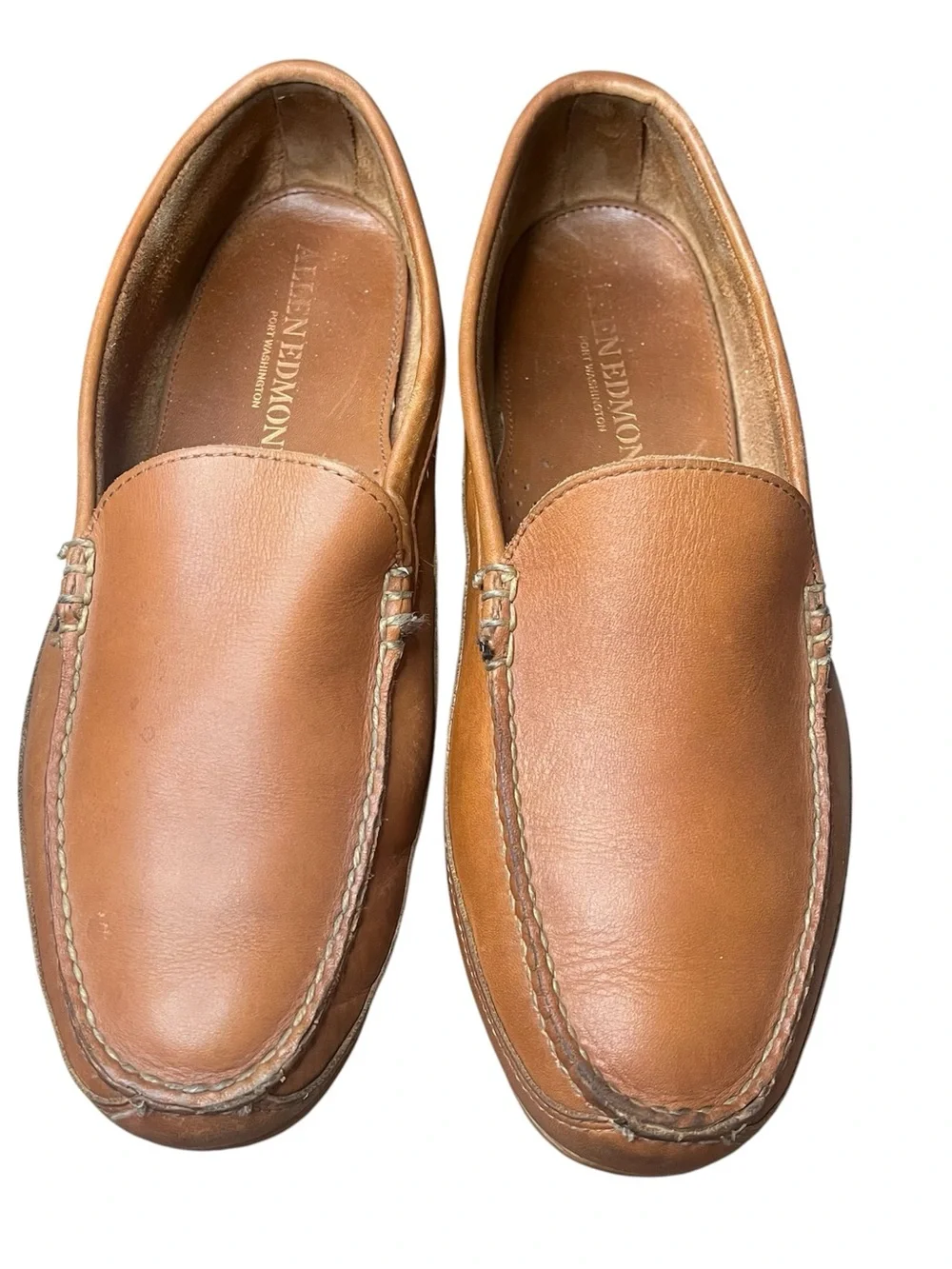 Allen Edmonds Cognac Leather Interstate 90 Slip-On Loafers Sz 11.5